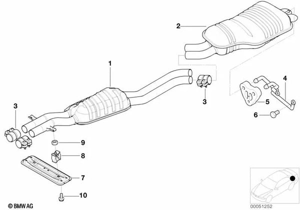 Soporte de goma para BMW Serie 3 E46 (OEM 18207790693). Original BMW.