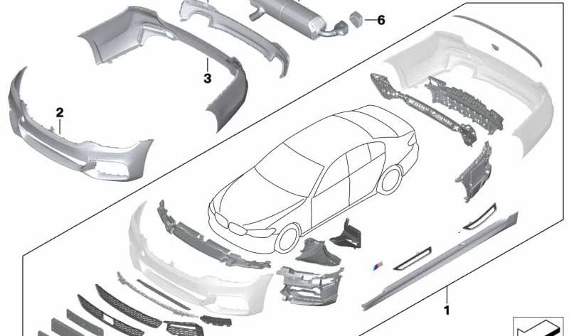 Silenciador trasero con válvula de escape para BMW Serie 5 G30, G31 (OEM 18308652311). Original BMW