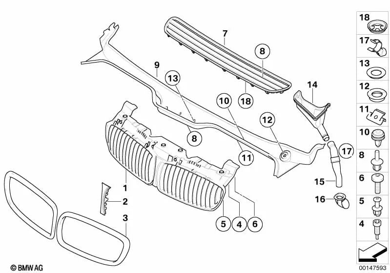 Front left ring for BMW E65, E66 (OEM 51137145739). Original BMW.