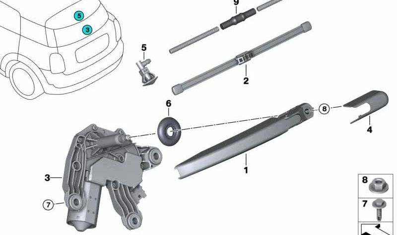 OMParabrisas OM 61627344668 pour BMW I3 (I01), Mini Countryman (F60). BMW d'origine.