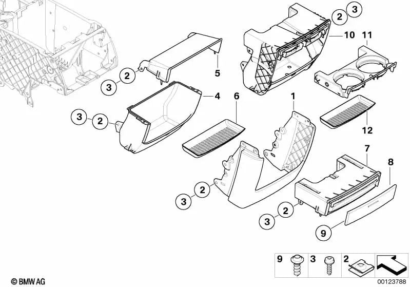 Portavasos para BMW X5 E53 (OEM 51167127150). Original BMW.