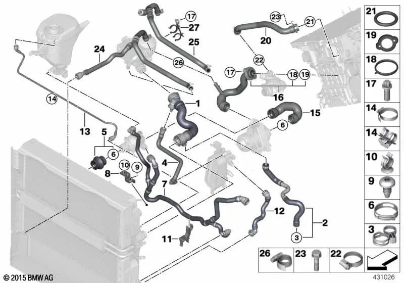 Tubo de Ventilación para BMW F10, F11, F18, F01, F02 (OEM 17127578405). Original BMW