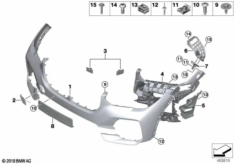 Vordere grundierte Stoßstange für BMW G05 (OEM 51119492878). Original BMW