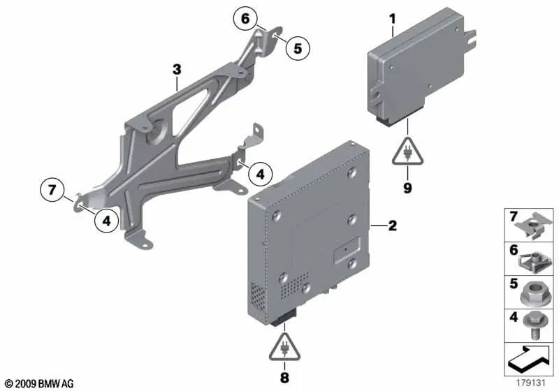 Soporte para módulo de TV / Conmutador de video para BMW F01, F02, F04 (OEM 65159153139). Original BMW.