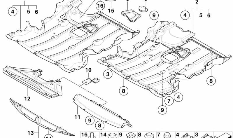 Protección Inferior del Compartimento del Motor para BMW Serie 1 E81, E87, E87N (OEM 51757161568). Original BMW