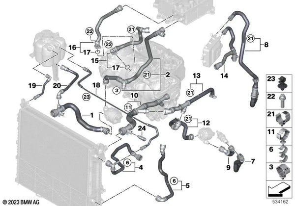 Manguera Válvula de Cambio para BMW Serie 5 G60, Serie 7 G70 (OEM 17128490275). Original BMW