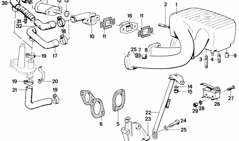 Manguera de admisión OEM 11611270630 para BMW E21, E30, E12, E28. Original BMW.