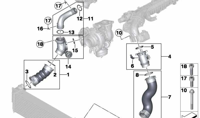 Tubo de conexión OEM 11658570248 para BMW G30, G31, G32, G11, G12, G14, G15, G16. Original BMW.