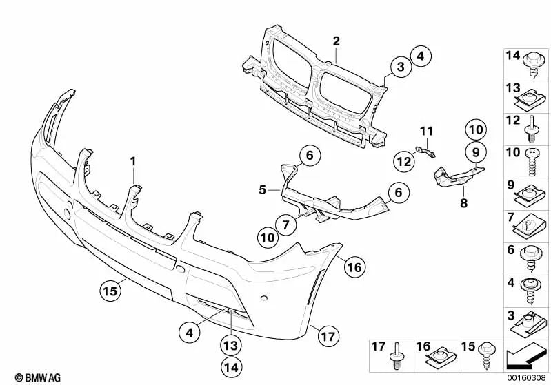 Soporte del faro izquierdo para BMW X3 E83, E83N (OEM 51113414309). Original BMW