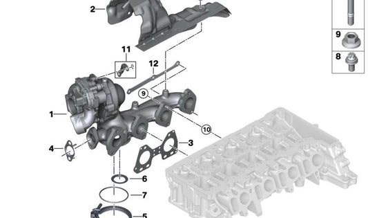 Protetor térmico para coletor de escape OEM 11628579402 para BMW G05, G06, G07. BMW original.