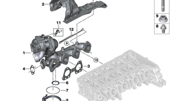 Protector térmico para colector de escape OEM 11628579402 para BMW G05, G06, G07. Original BMW.