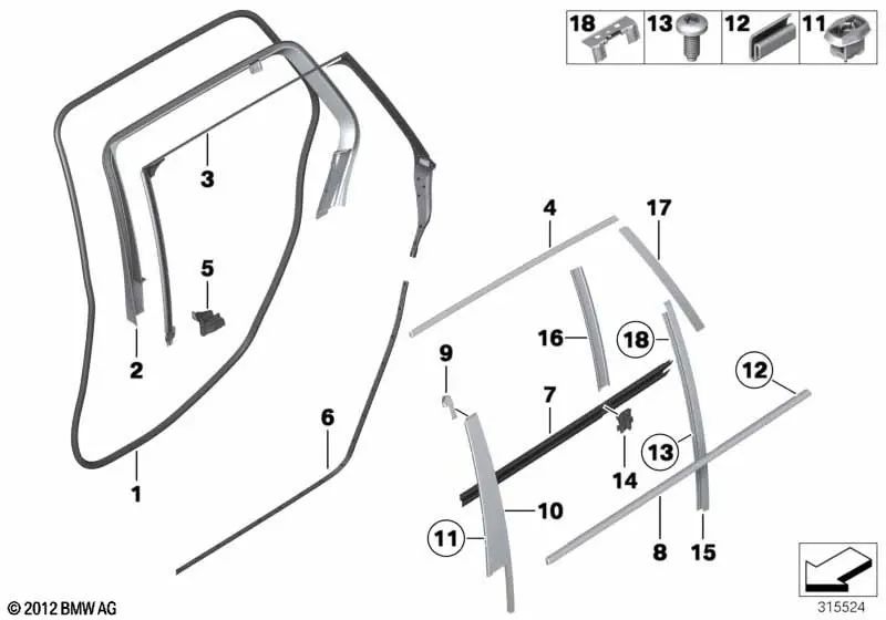 Blende ventana para BMW F11, F11N (OEM 51357209717). Original BMW