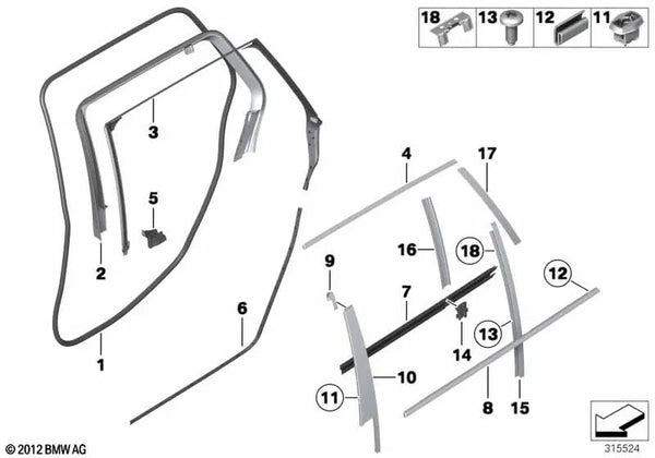 Cubierta interior izquierda para BMW F10, F11 (OEM 51357182289). Original BMW