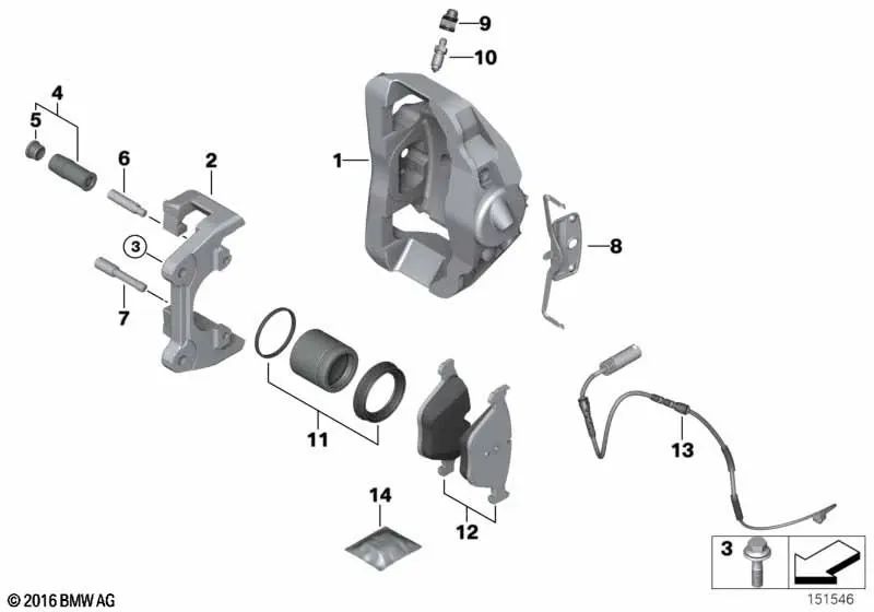 Soporte de freno para BMW E82, E90, E92, E93 (OEM 34112283364). Original BMW