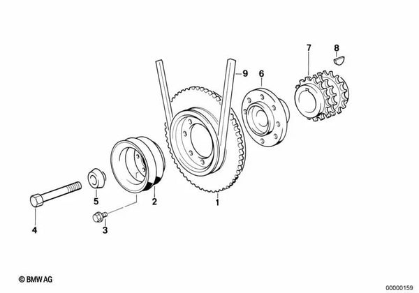 Polea de correa para BMW E34, E32 (OEM 11231716270). Original BMW.