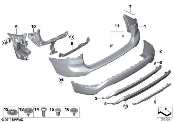 Revestimiento protector inferior trasero para BMW X1 F48N, F49N (OEM 51127954259). Original BMW