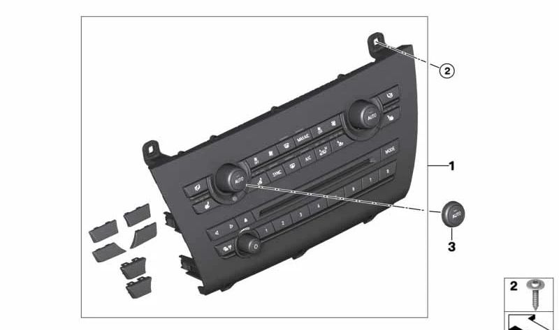 Kit de Repuesto para Panel de Control de Radio y Climatizador OEM 64119388808 para BMW F15, F85, F16, F86. Original BMW.