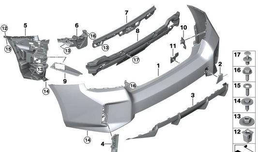 Rear left outer support for BMW 2 Series G87 (OEM 51128081241). Original BMW