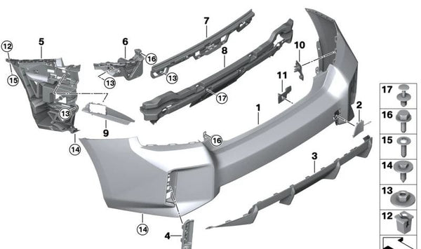 Soporte trasero exterior izquierdo para BMW Serie 2 G87 (OEM 51128081241). Original BMW