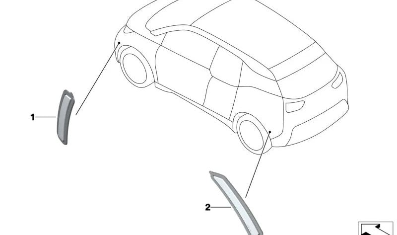 Reflector lateral derecho para BMW i I01N (OEM 63117467476). Original BMW