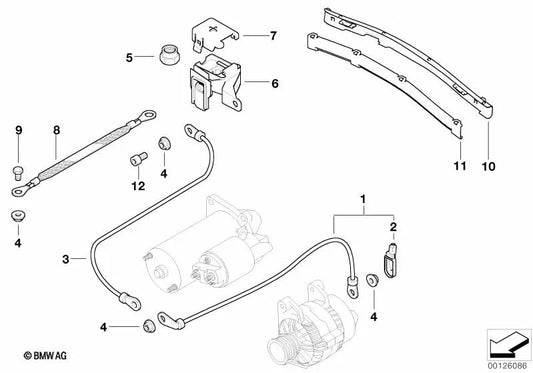 Cable Generador-Arrancador para BMW Serie 3 E36, E46 (OEM 12511722094). Original BMW.