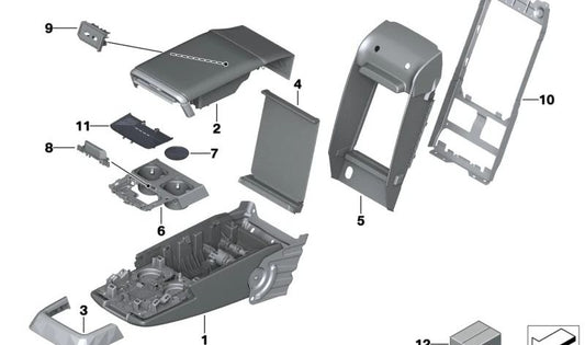 Cubierta del reposabrazos central para BMW G70, G73 (OEM 52205A6C3B5). Original BMW