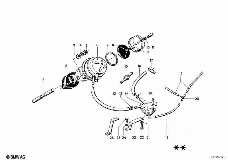 Aislador para BMW Serie 3 E21, E30 Serie 5 E12, E28 Serie 6 E24 Serie 7 E23 (OEM 13310075752). Original BMW