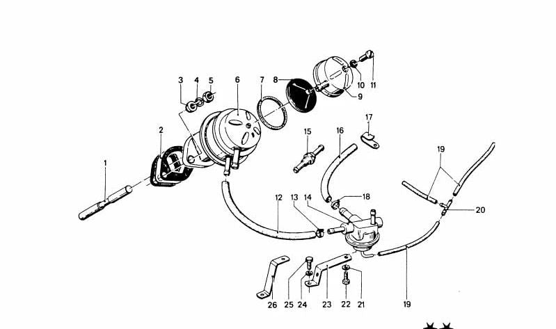 Bomba de combustible (OEM 13311255727) para BMW Serie 3 (E21, E30) y Serie 5 (E12, E28). Original BMW.