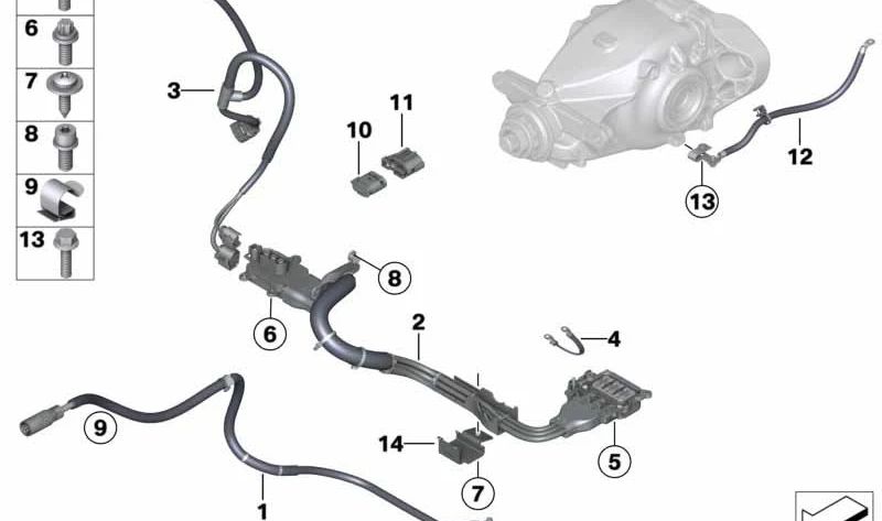 Cableado compresor eléctrico de refrigerante para BMW Serie 3 F30 (OEM 12437634087). Original BMW.