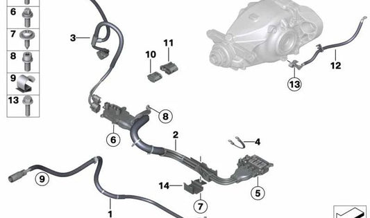 Cableado compresor eléctrico de refrigerante para BMW Serie 3 F30 (OEM 12437634087). Original BMW.