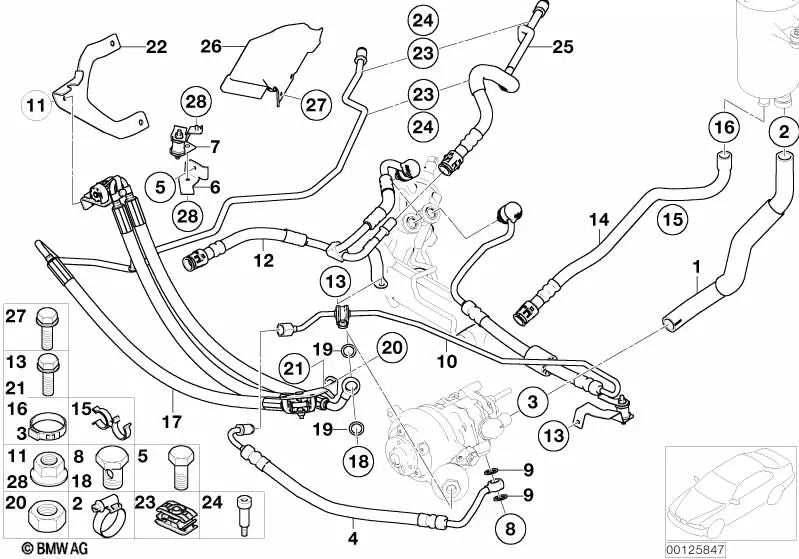 Tubería de retorno para BMW E65, E66 (OEM 32416753832). Original BMW