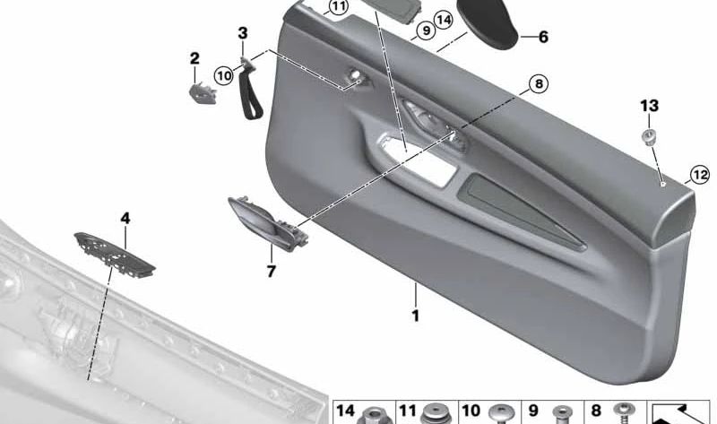 Panel del Interruptor del Elevalunas del Pasajero para BMW Serie 1 F21, F21N, Serie 2 F22, F23, Serie 4 F32, F33, F82 (OEM 51417318451). Original BMW