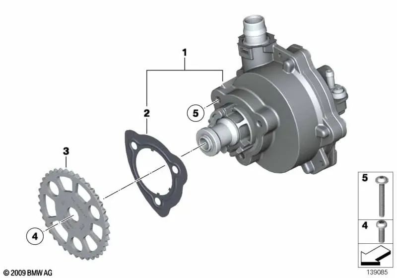 Pompe à vide pour la série BMW 1 E87, série 3 E90, E91, 5 E60 Série, E61, série 6 E63, E64, 7 E65 Série, E66, Z4 E85, E86 (OEM 11667519457). BMW d'origine.