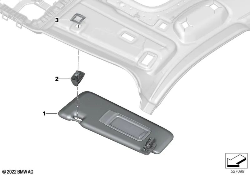 Sonnenblende Alcantara izquierda para BMW G09 (OEM 51165A3D1B5). Original BMW