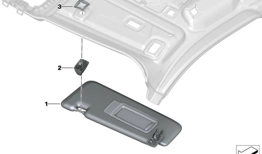 ** Parasols gauche à Alcantara OEM 51165A2A0E5 pour BMW G05, F95, G07, G09. BMW original **