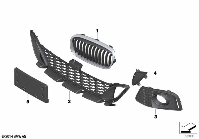 Rejilla lateral cerrada derecha para BMW F45, F46 (OEM 51118068866). Original BMW