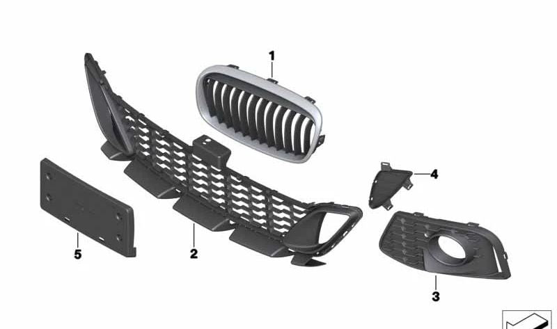 Abdeckung des rechten Bremsluftkanals für BMW 2er F45, F46 (OEM 51118063886). Original BMW