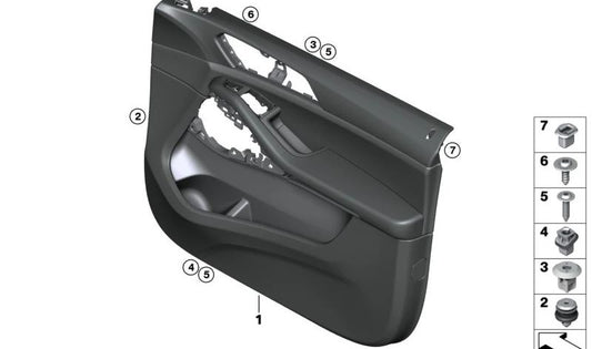 Panel de puerta delantero derecho OEM 51419473866 para BMW G05. Original BMW.