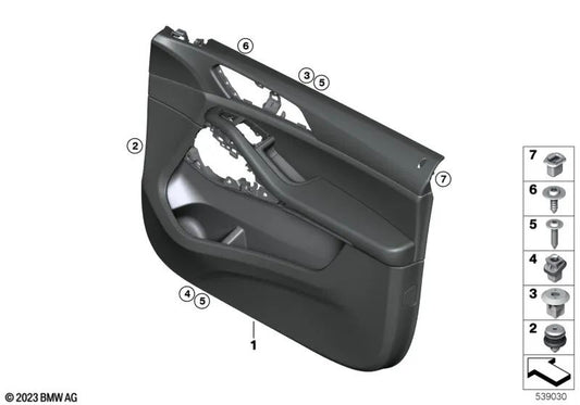 Revestimiento de puerta delantero derecho para BMW G05, G07 (OEM 51419473850). Original BMW