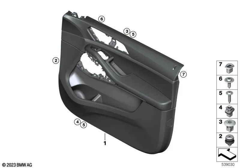 Revestimiento de puerta delantero derecho para BMW G05 (OEM 51415A620E4). Original BMW