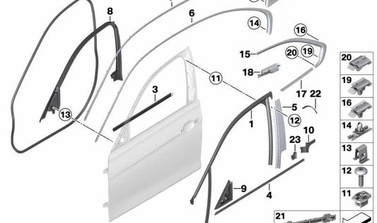 Listón de marco lateral derecho para BMW F31 (OEM 51337260944). Original BMW.