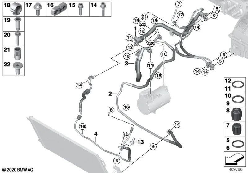 Saugleitung para BMW I12, I12N, I15 (OEM 64509353264). Original BMW.