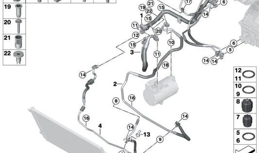 Tubería de presión OEM 64509353261 para BMW I12, I15. Original BMW.