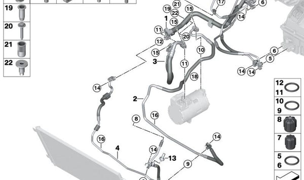 Tubería de refrigerante OEM 64509370313 para BMW I12 (i8 Coupé), I12 (i8 Coupé LCI), I15 (i8 Roadster). Original BMW