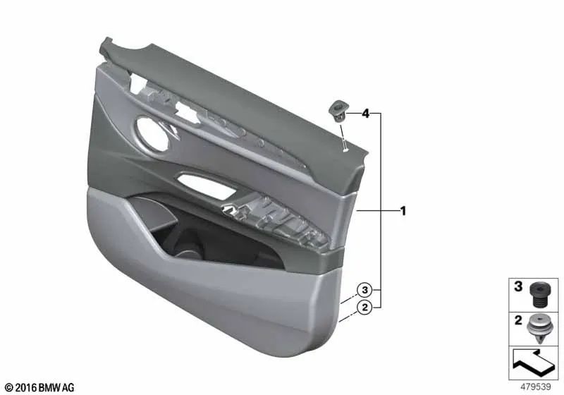 Revestimiento de puerta delantero derecho para BMW X1 F48, F49 (OEM 51417438052). Original BMW.