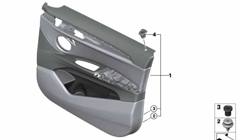 Revestimiento de puerta delantero izquierdo para BMW X1 F48, F49 (OEM 51417438059). Original BMW