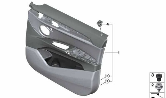 Revestimiento de puerta delantero izquierdo para BMW X1 F48, F49 (OEM 51417438059). Original BMW