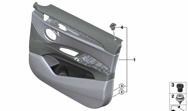 Revestimiento de puerta delantera derecha para BMW F48, F49 (OEM 51418069404). Original BMW