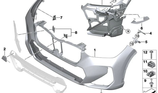 Guía parachoques derecha inferior para BMW U11, U12 (OEM 51119883592). Original BMW