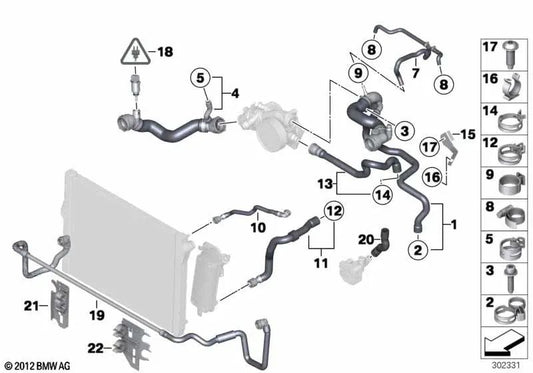 Manguera de refrigerante para BMW F06, F06N, F01N, F02N (OEM 17127984387). Original BMW.